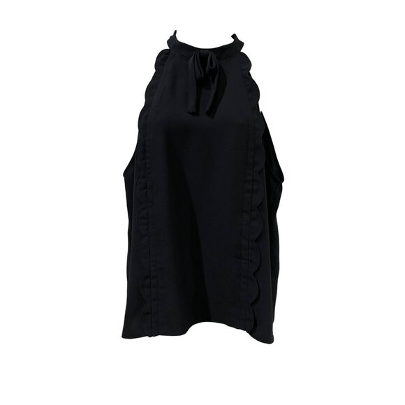 Victoria Beckham Black Scalloped Sleeveless Halter Top  Classy Sophisticated Wom - Picture 1 of 8